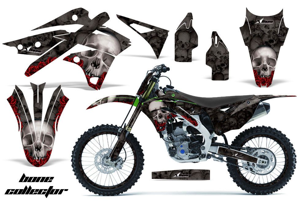 Kawasaki KXF250 Dirt Bike Graphic Kit - 2013-2016 Bone Collector Red