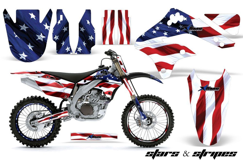 Kawasaki KXF450 Dirt Bike Graphic Kit - 2006-2008 Stars and Stripes Red White & Blue
