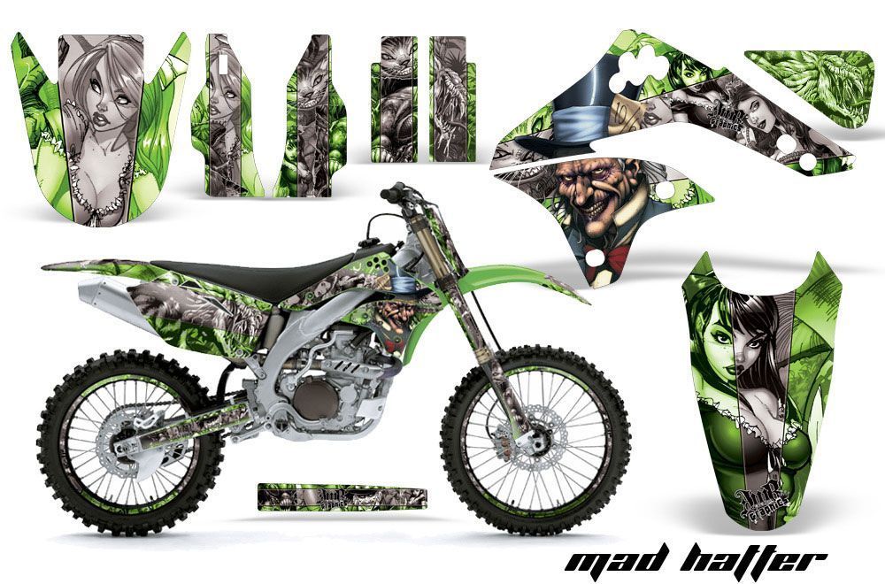 Kawasaki KXF450 Dirt Bike Graphic Kit - 2006-2008 Mad Hatter Green