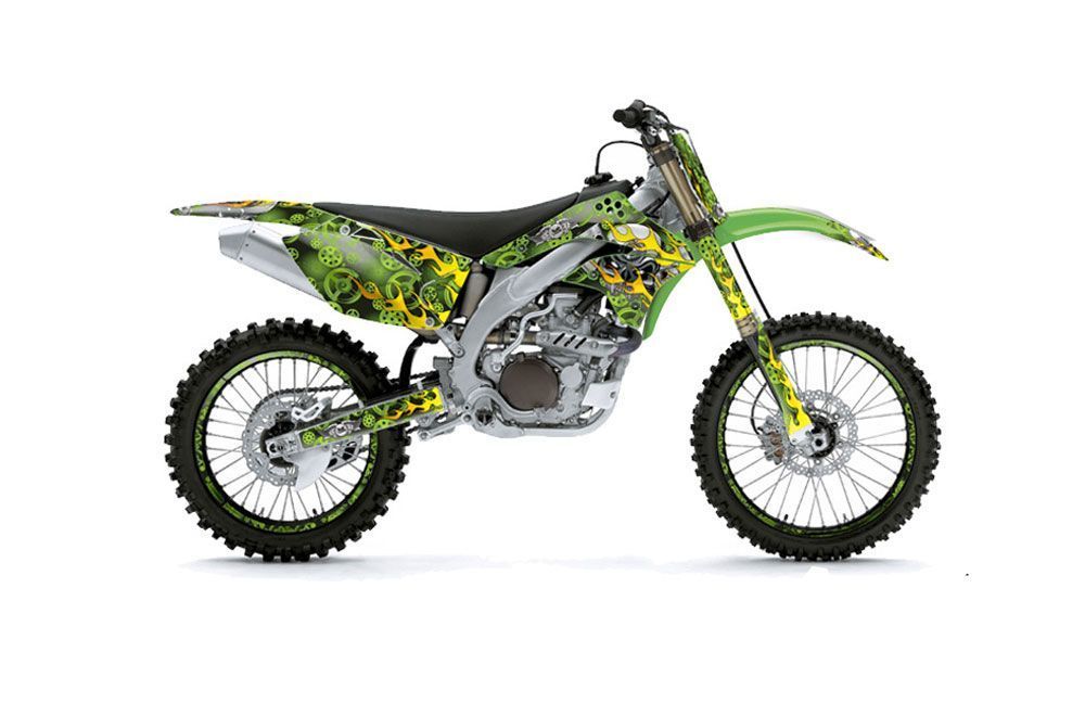 Kawasaki KXF450 Dirt Bike Graphic Kit - 2006-2008 Motorhead Green