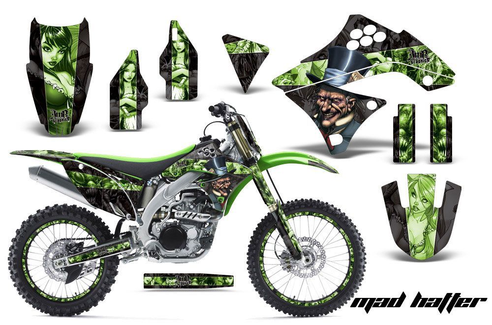 Kawasaki KXF450 Dirt Bike Graphic Kit - 2009-2011 Mad Hatter Green