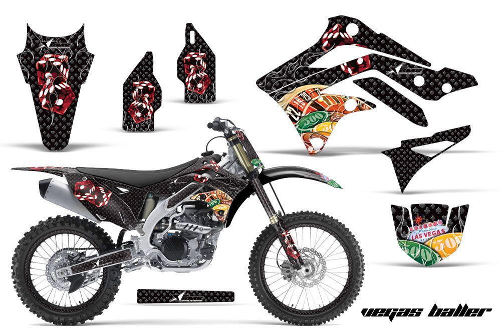 Kawasaki KXF450 Dirt Bike Graphic Kit - 2012-2015 Vegas Baller Black
