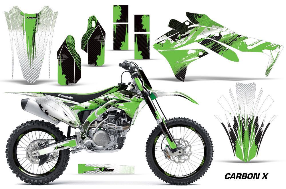 Kawasaki KXF450 Dirt Bike Graphic Kit - 2016 Carbon X Green