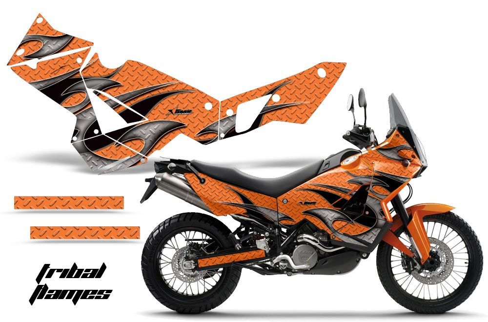KTM Adventure R 990 Graphic Kit - All Years Tribal Flames Orange