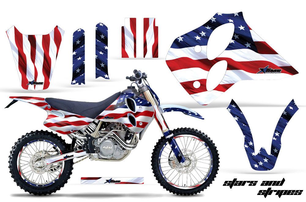 KTM C0 SX / EXC 4 Stroke Dirt Bike Graphic Kit - 1993-1997 Stars and Stripes Red White & Blue