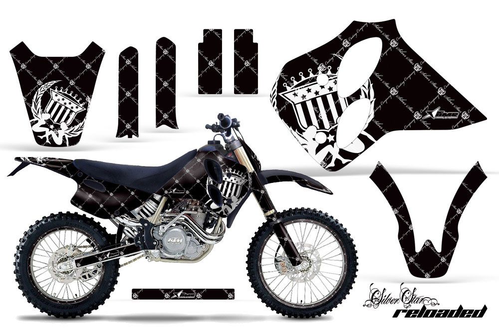 KTM C0 SX 4 Stroke Dirt Bike Graphic Kit - 1993-1997 Silver Star - Reloaded Black