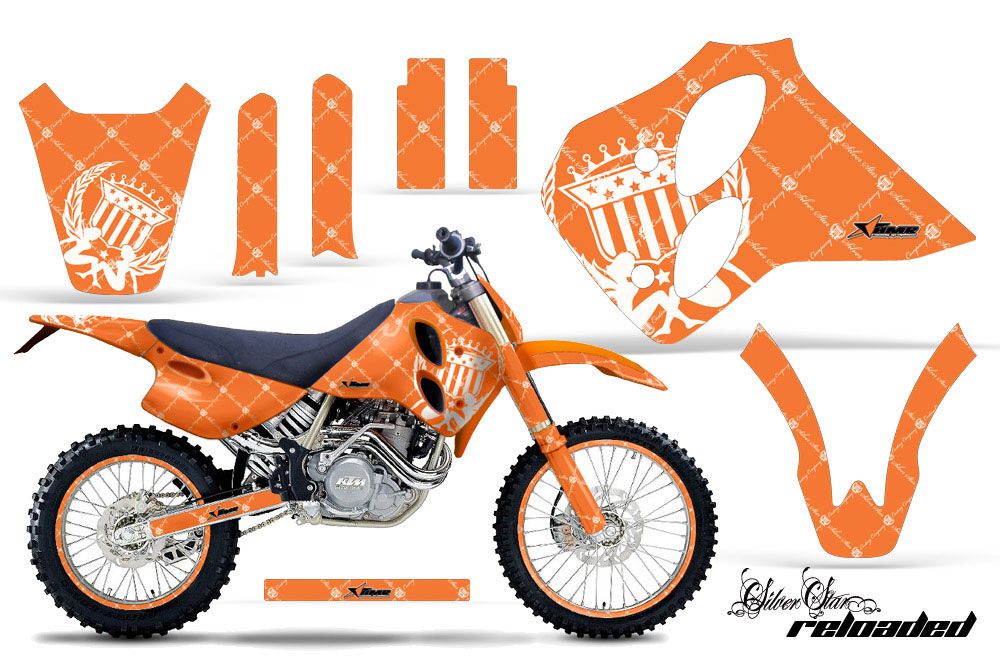 KTM C0 SX / EXC 4 Stroke Dirt Bike Graphic Kit - 1993-1997 Silver Star - Reloaded Orange
