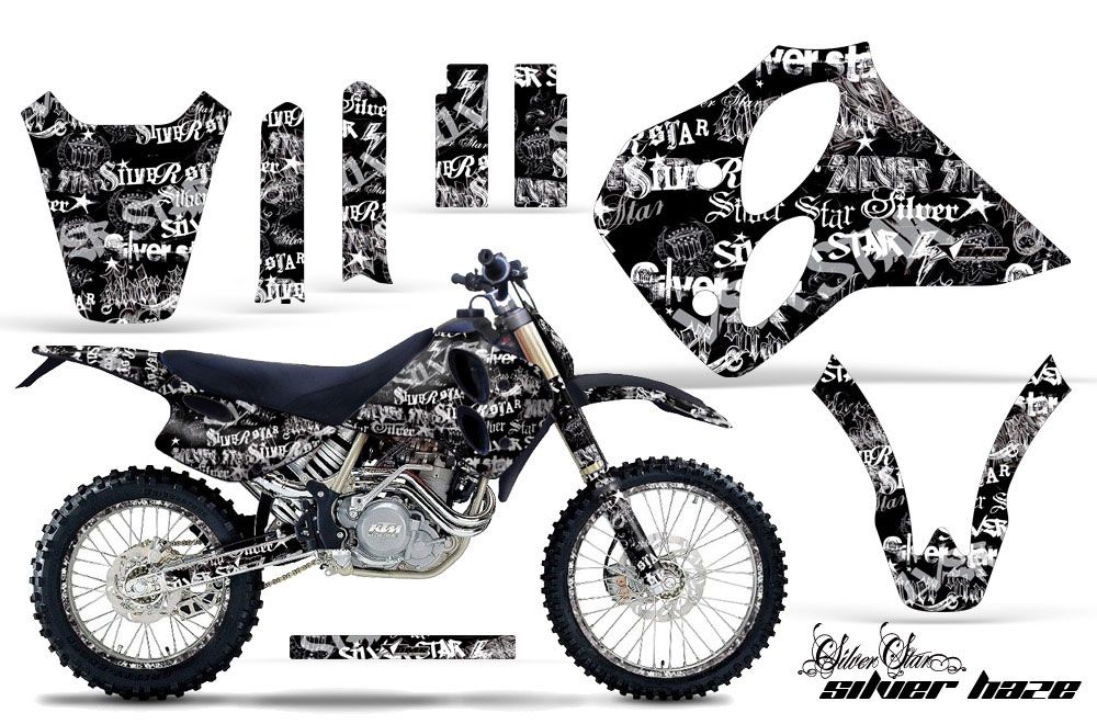 KTM C0 SX 4 Stroke Dirt Bike Graphic Kit - 1993-1997 Silver Star - Silverhaze Black