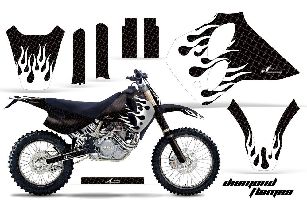 KTM C0 SX 4 Stroke Dirt Bike Graphic Kit - 1993-1997 Diamond Flames Black