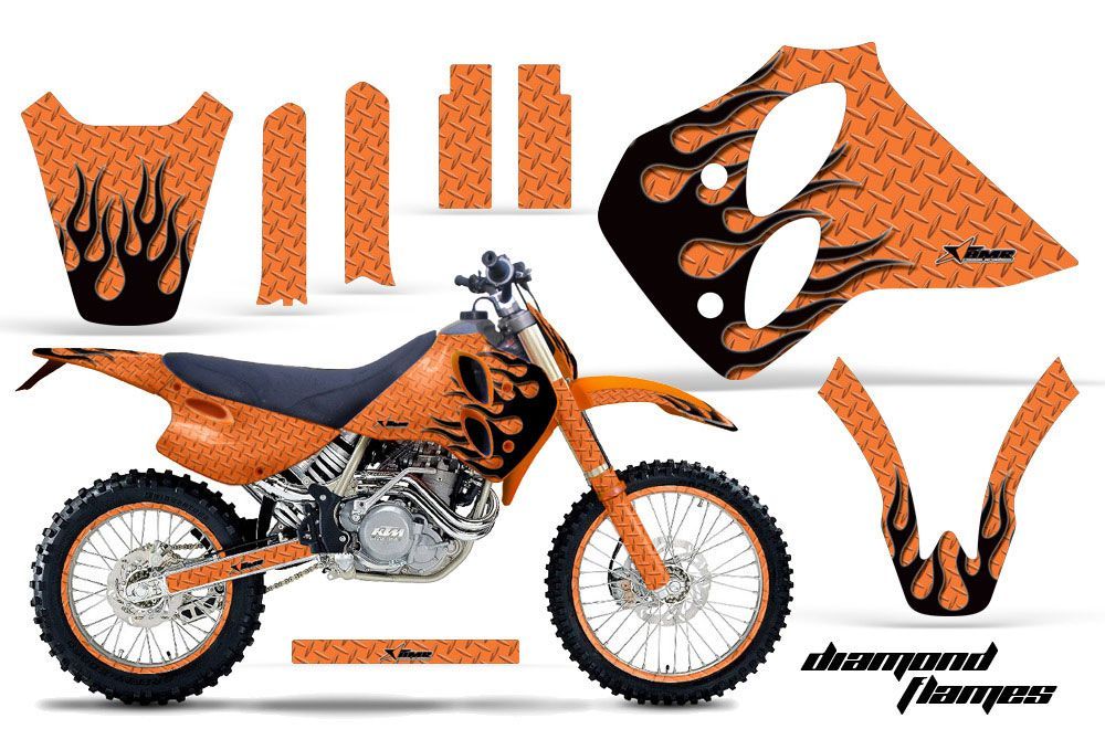 KTM C0 SX 4 Stroke Dirt Bike Graphic Kit - 1993-1997 Diamond Flames Orange