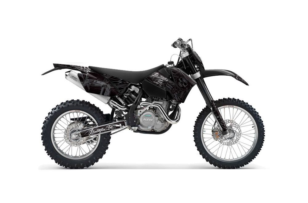 KTM C4 SX Dirt Bike Graphic Kit - 2005-2006 Skulls and Hammers Silver
