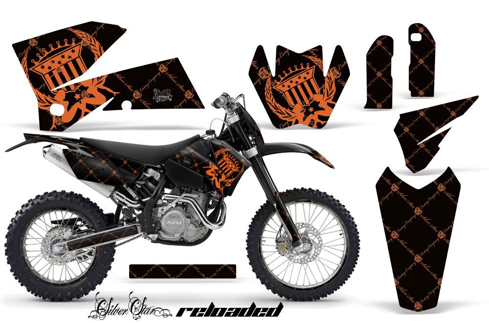 KTM C4 EXC Dirt Bike Graphic Kit - 2005-2007 Silver Star - Reloaded Orange