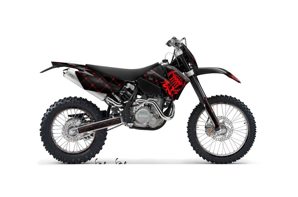 KTM C4 EXC Dirt Bike Graphic Kit - 2005-2007 Silver Star - Reloaded Red