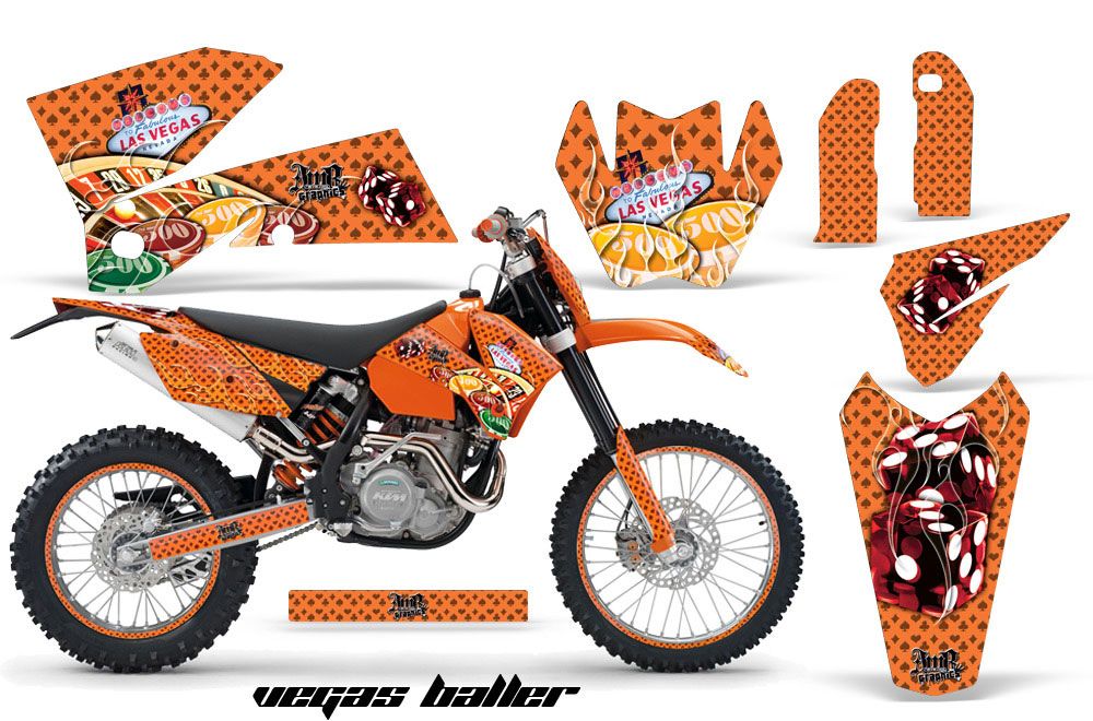 KTM C4 EXC Dirt Bike Graphic Kit - 2005-2007 Vegas Baller Orange