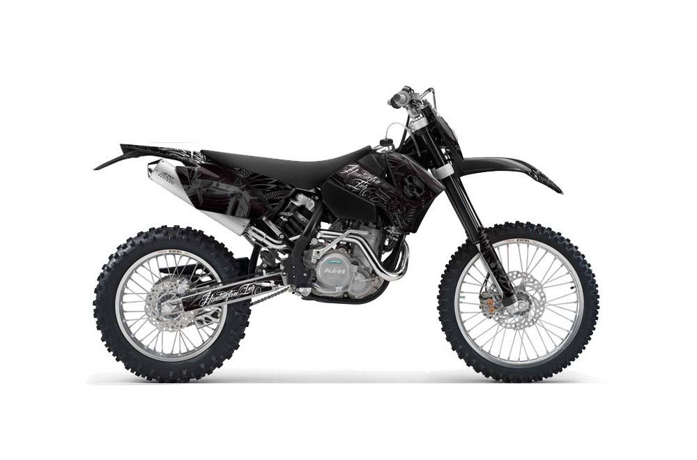 KTM C4 EXC Dirt Bike Graphic Kit - 2005-2007 Skulls and Hammers Silver