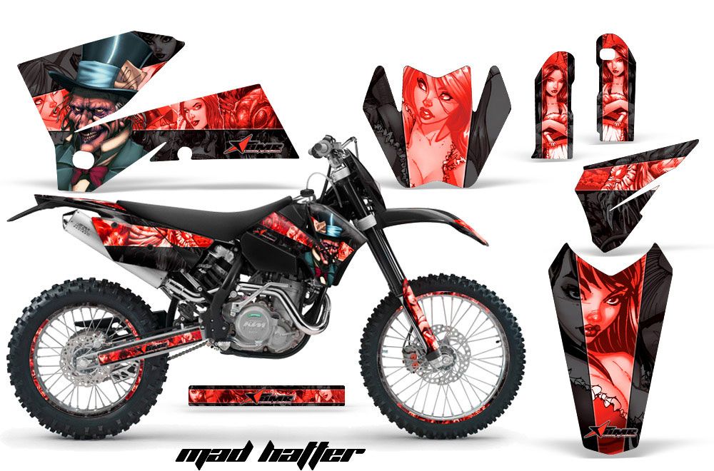 KTM C4 SX Dirt Bike Graphic Kit - 2005-2006 Mad Hatter Red