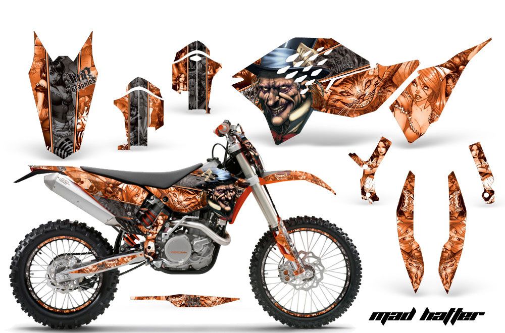 KTM C5 SX / SX-F 125 / 525 Dirt Bike Graphic Kit - 2007-2010 Mad Hatter Orange