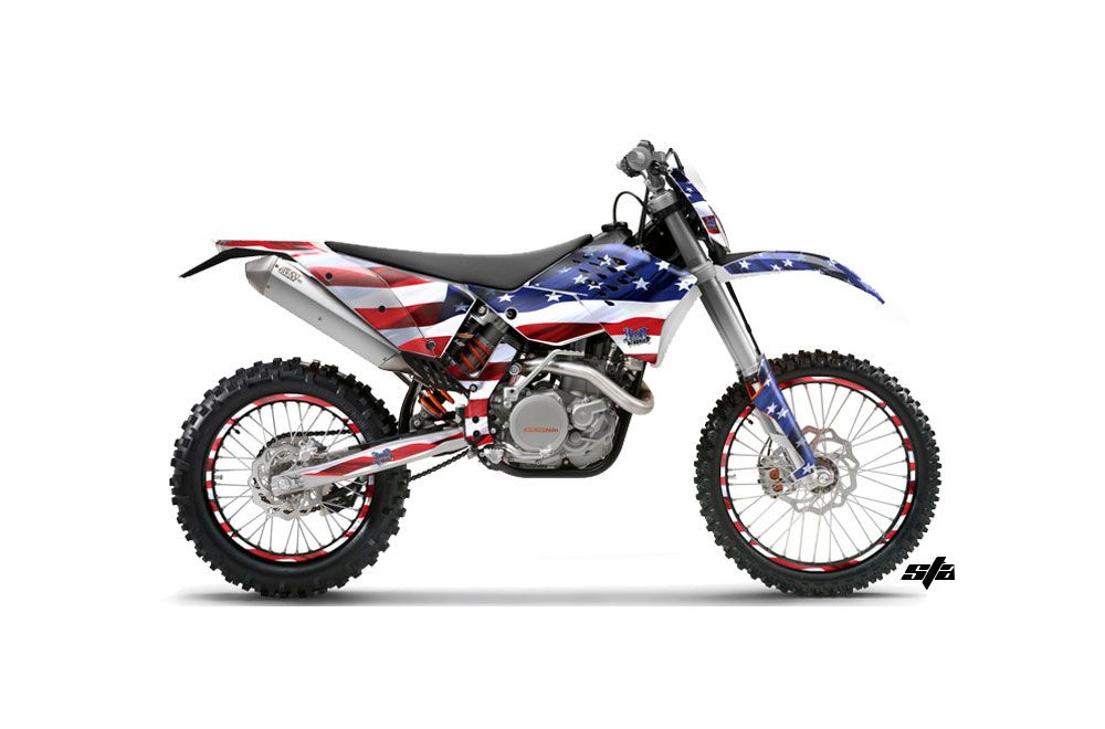 KTM C5 XCW 200/ 250 / 300 Dirt Bike Graphic Kit - 2011 Stars and Stripes Red White & Blue