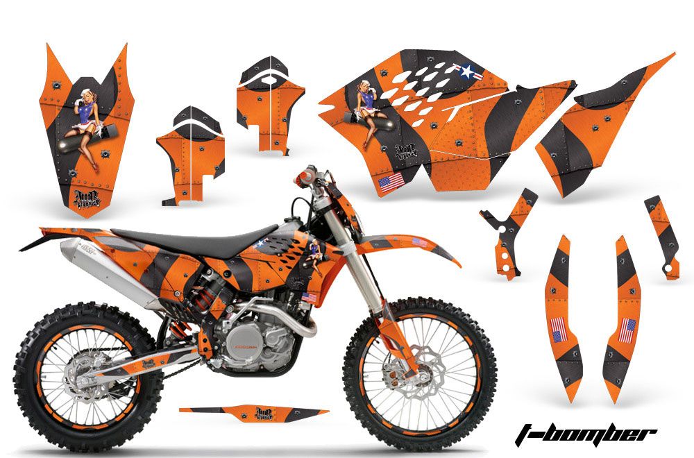 KTM C5 SX / SX-F 125 / 525 Dirt Bike Graphic Kit - 2007-2010 T Bomber Orange