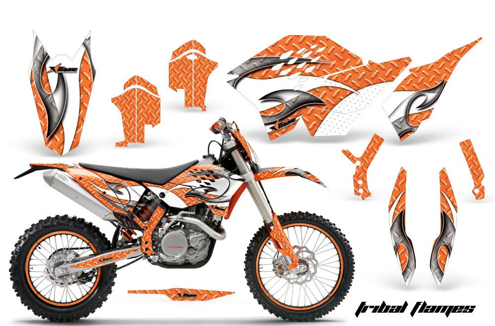 KTM C5 SX / SX-F 125 / 525 Dirt Bike Graphic Kit - 2007-2010 Tribal Flames White