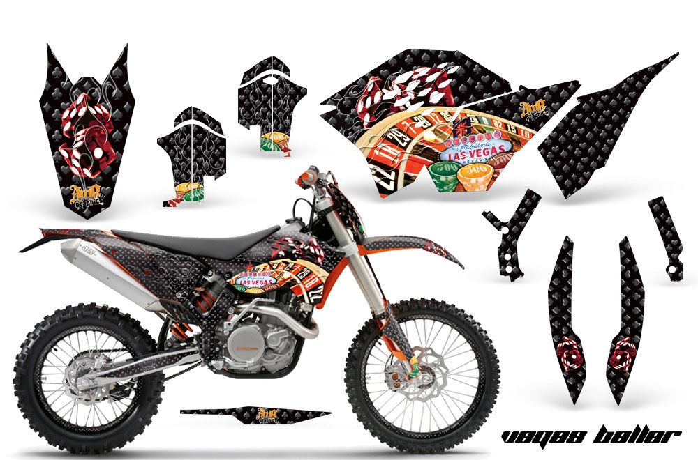 KTM C5 SX / SX-F 125 / 525 Dirt Bike Graphic Kit - 2007-2010 Vegas Baller Black