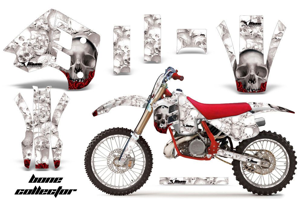 KTM C8 MXC / EXC 250 Dirt Bike Graphic Kit - 1990-1992 Bone Collector White