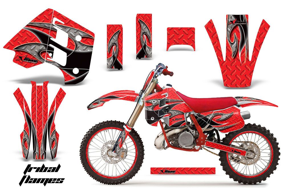 KTM C8 MXC / EXC 300 Dirt Bike Graphic Kit - 1990-1992 Tribal Flames Red