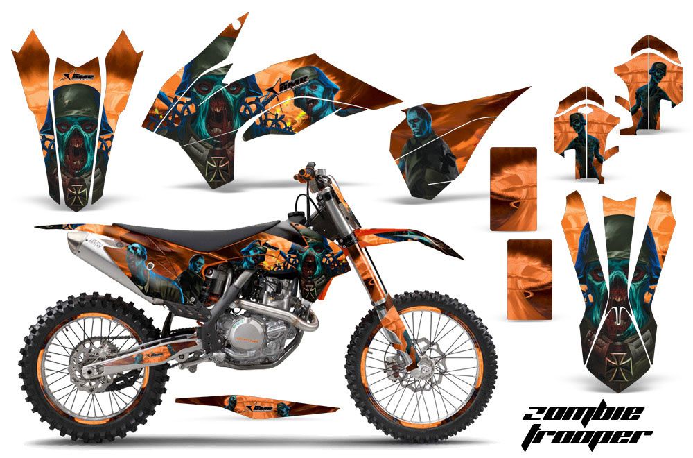 KTM C9 SX / SX-F / XC / XC-F Dirt Bike Graphic Kit - 2013-2015 Zombie Trooper Orange