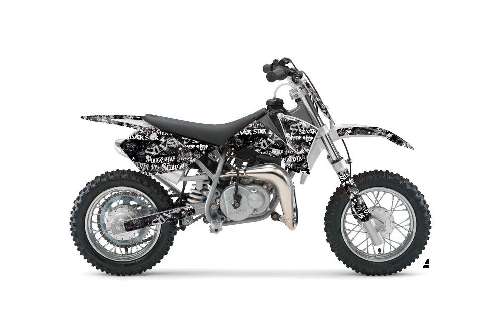 KTM SX 50 Adventure Jr / Sr Dirt Bike Graphic Kit - 2002-2008 Silver Star - Silverhaze White