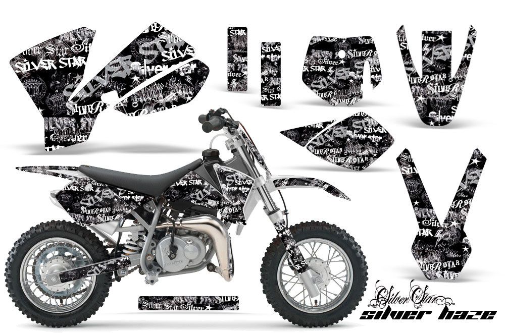 KTM SX 50 Adventure Jr / Sr Dirt Bike Graphic Kit - 2002-2008 Silver Star - Silverhaze White