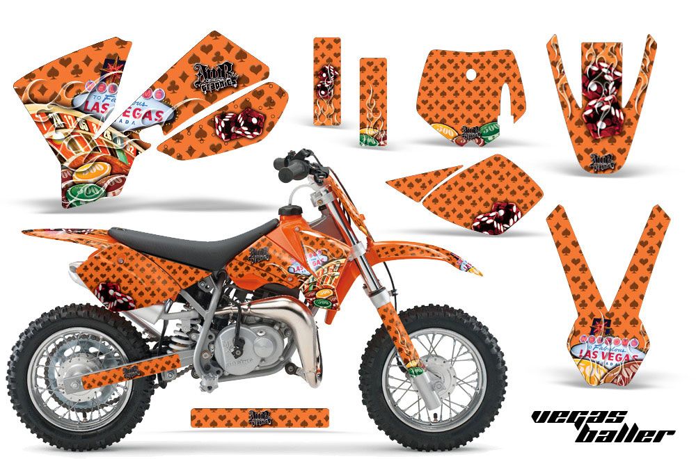 KTM SX 50 Adventure Jr / Sr Dirt Bike Graphic Kit - 2002-2008 Vegas Baller Orange