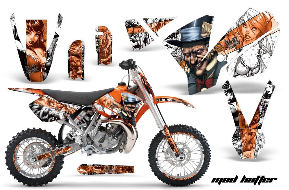 KTM SX 65 Dirt Bike Graphic Kit - 2002-2008 Mad Hatter White