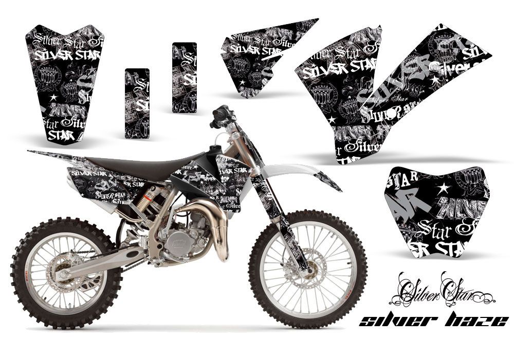 KTM SX 105 Dirt Bike Graphic Kit - 2004-2005 Silver Star - Silverhaze White