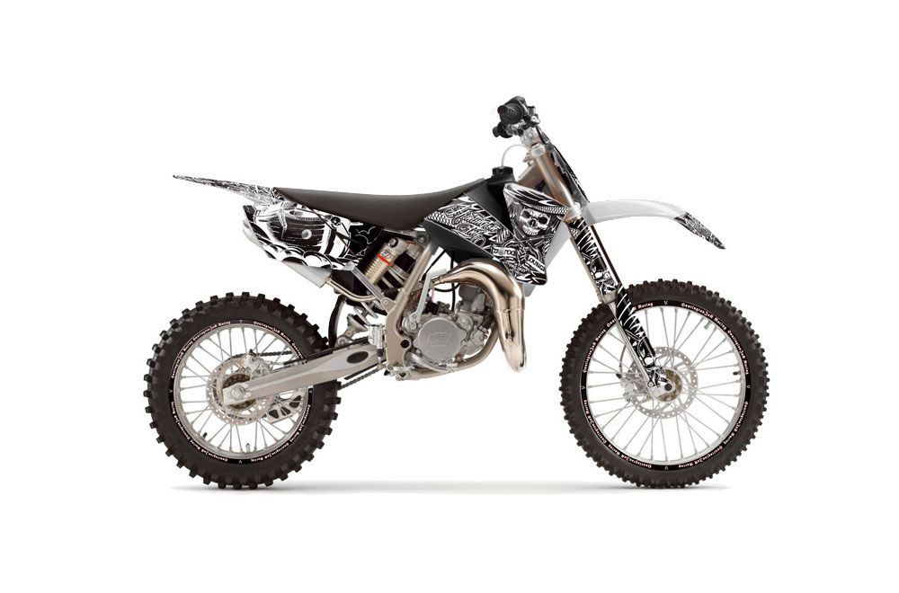 KTM SX 85 Dirt Bike Graphic Kit - 2004-2005 Skulls and Hammers White
