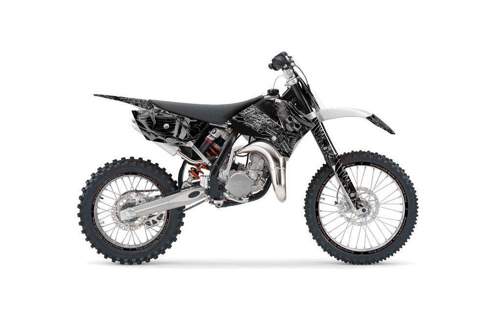 KTM SX 85 Dirt Bike Graphic Kit - 2006-2012 Skulls and Hammers Silver