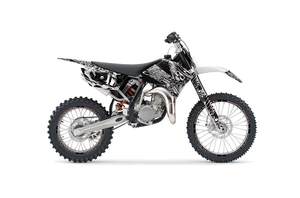 KTM SX 105 Dirt Bike Graphic Kit - 2006-2012 Skulls and Hammers White