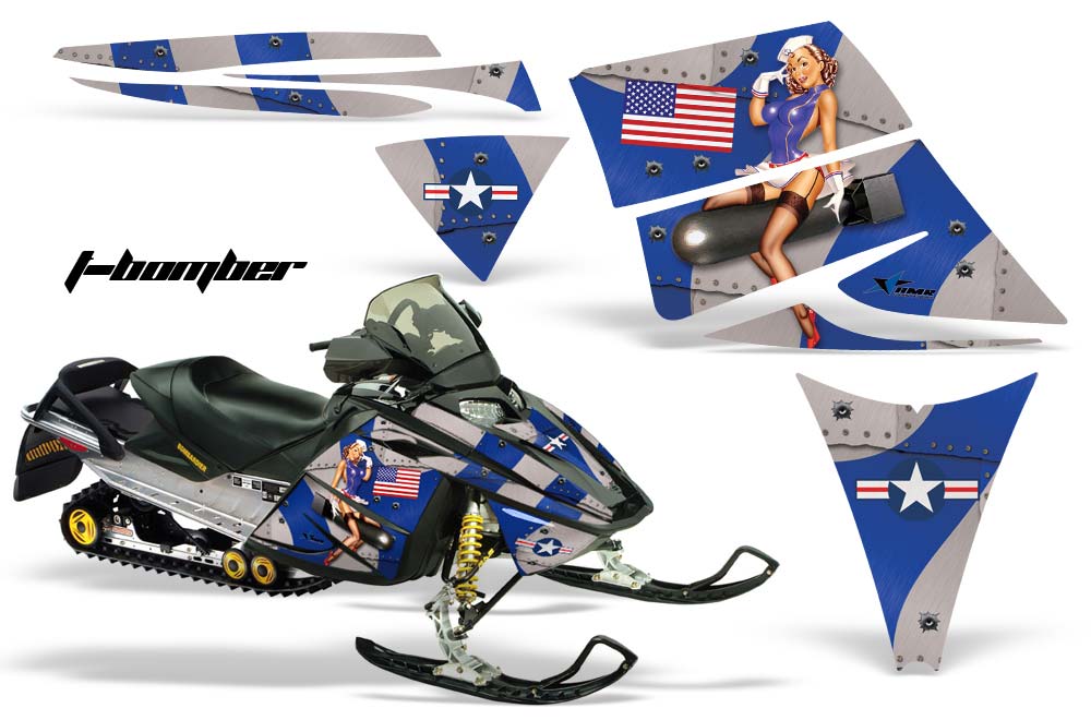 Ski Doo Rev Sled Graphic Kit - 2004-2012 T Bomber Blue