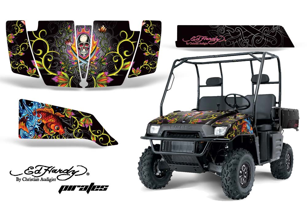 Polaris Ranger 500 / 700 XP Graphic Kit - 2005-2008 Ed Hardy - Pirates Silver