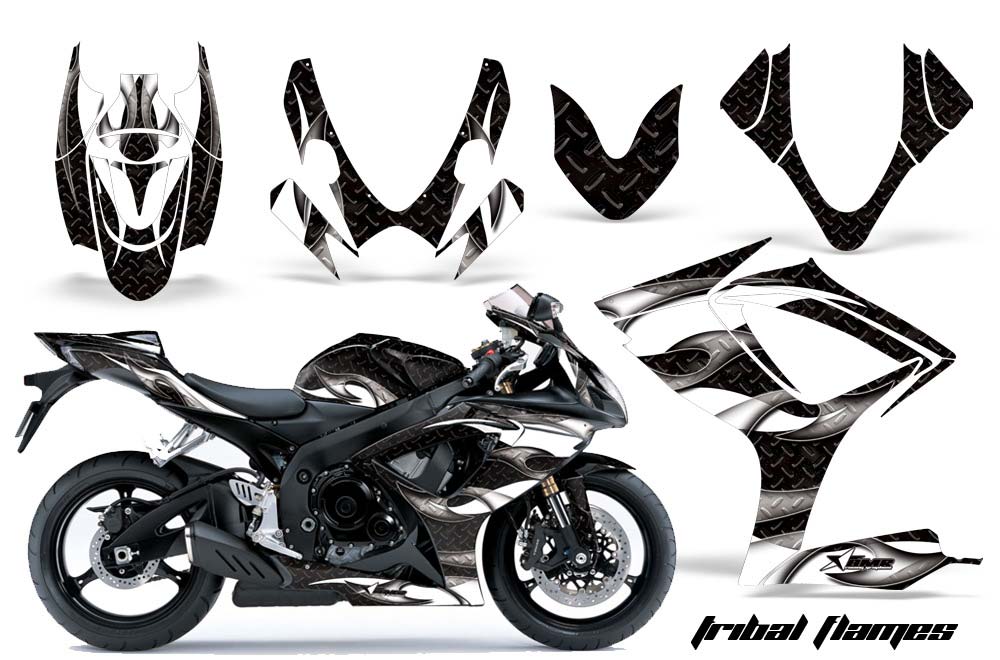 Suzuki GSXR 600 / 750 Graphic Kit - 2006-2007 Tribal Flames Black
