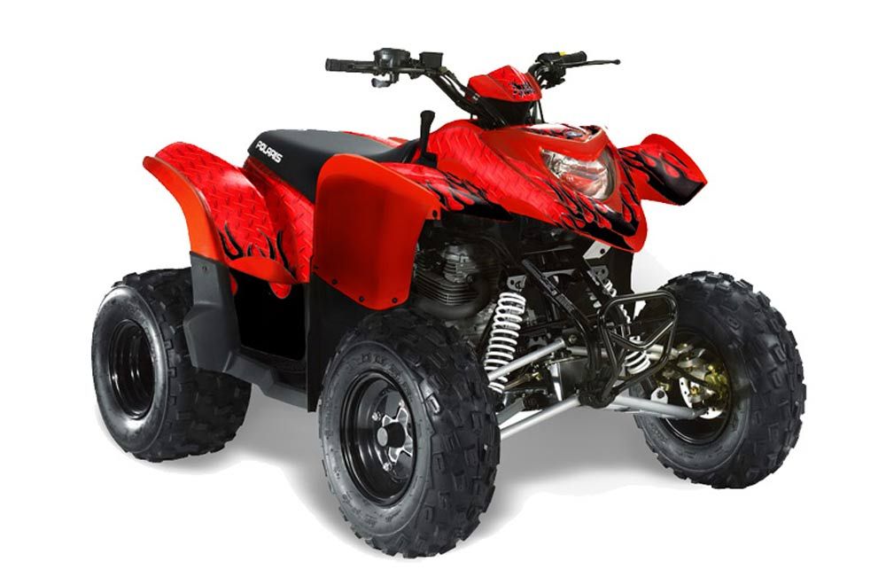 Polaris Phoenix 200 ATV Graphic Kit - 2005-2016 Diamond Flames Red