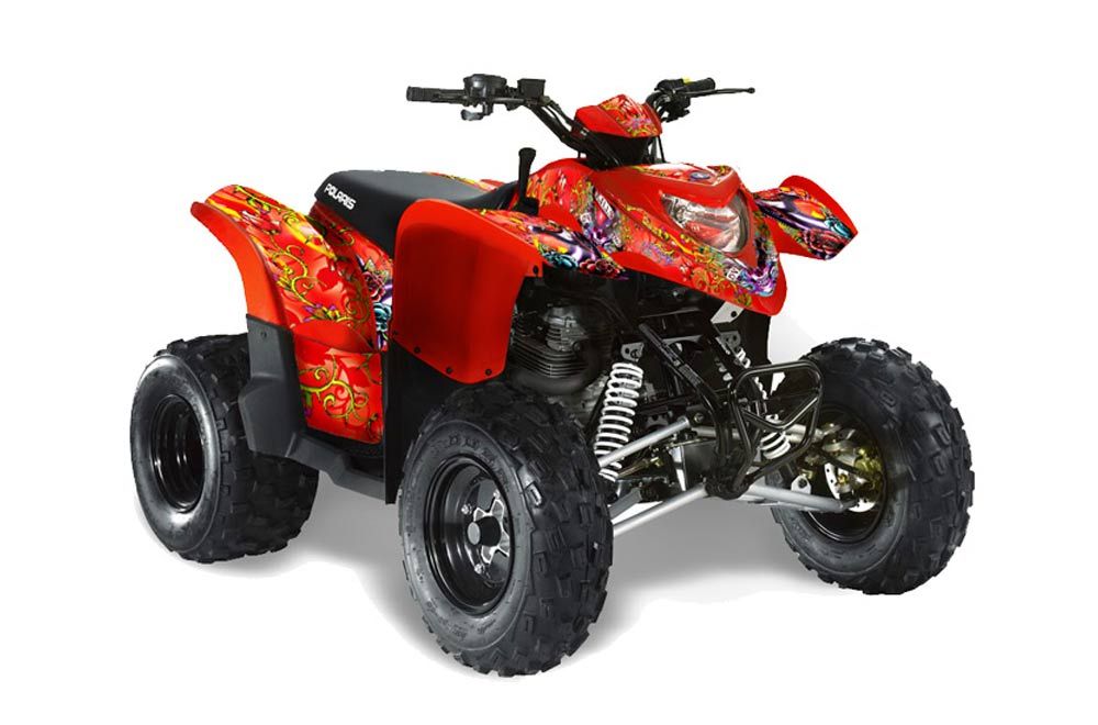 Polaris Phoenix 200 ATV Graphic Kit - 2005-2016 Ed Hardy - Love Kills Red