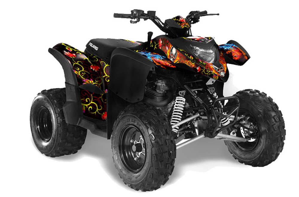 Polaris Phoenix 200 ATV Graphic Kit - 2005-2016 Ed Hardy - Pirates Red