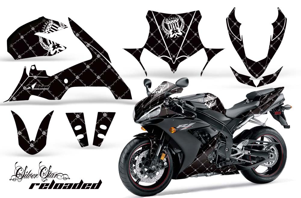 Yamaha R1 Graphic Kit - 2004-2005 Silver Star Reloaded Black