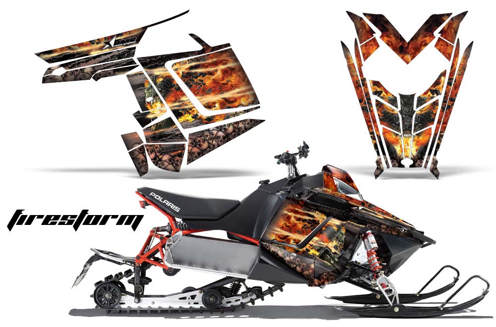 Polaris RMK / PRO-R / Rush / Assault Sled Graphic Kit - 2011-2016 Firestorm Black
