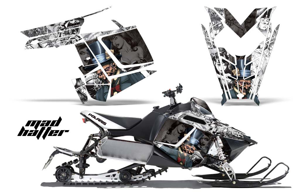 Polaris RMK / PRO-R / Rush / Assault Sled Graphic Kit - 2011-2016 Mad Hatter White