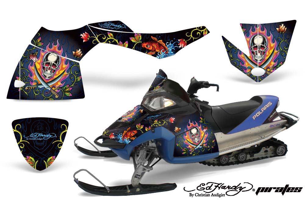 Polaris Fusion Sled Graphic Kit - 2005-2007 Ed Hardy - Pirates Blue