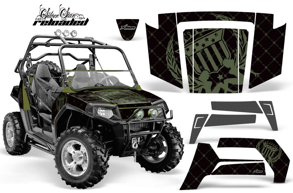 Polaris RZR 800 / 800S Graphic Kit - 2006-2010 Silver Star - Reloaded Green