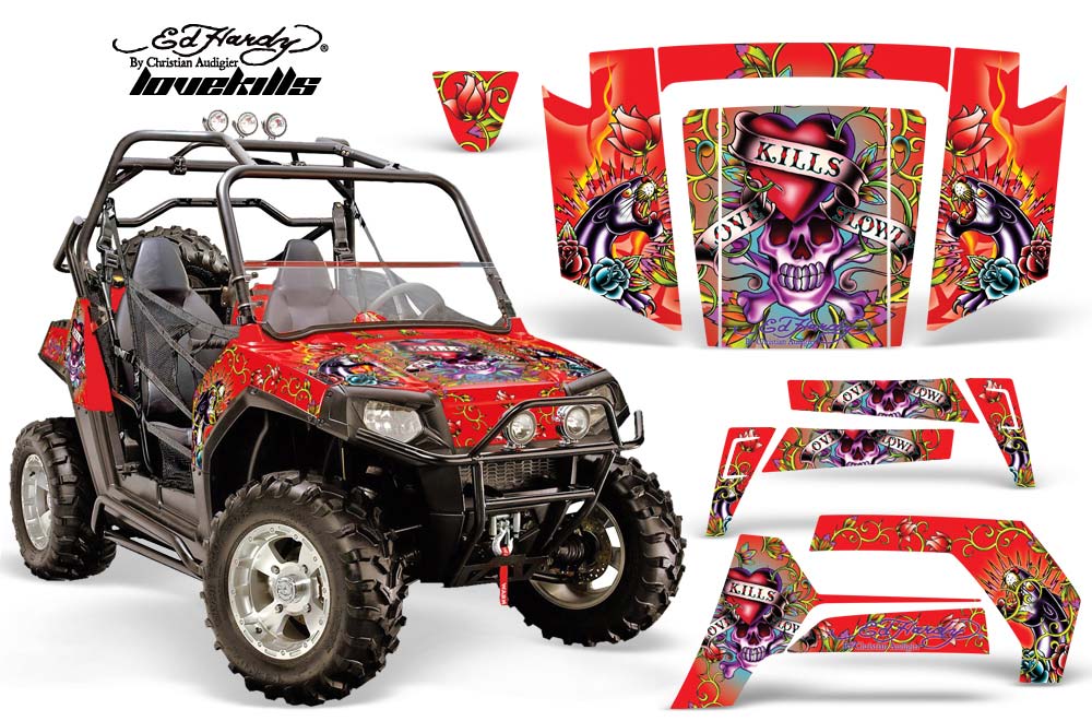 Polaris RZR 800 / 800S Graphic Kit - 2006-2010 Ed Hardy - Love Kills Red
