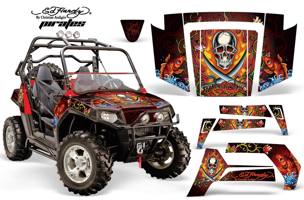 Polaris RZR 800 / 800S Graphic Kit - 2006-2010 Ed Hardy - Pirates Red