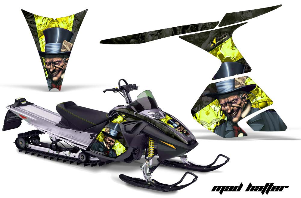 Ski Doo RT Sled Graphic Kit - 2005-2009 Mad Hatter Black